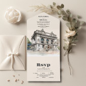 Waterverf New York Bestemming Bruiloft All In One Uitnodiging