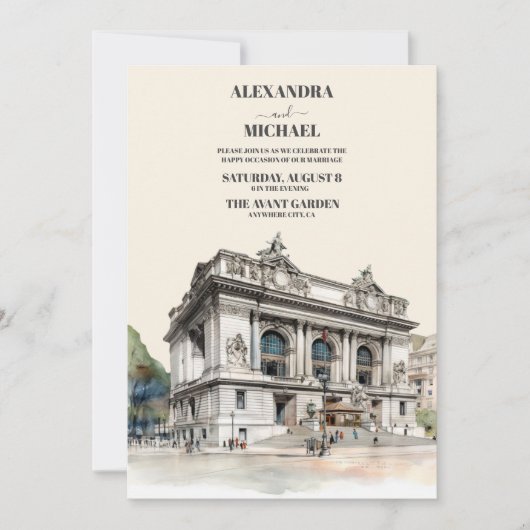 Waterverf New York Bestemming Bruiloft Kaart (Voorkant)