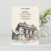 Waterverf New York Bestemming Bruiloft Kaart (Staand voorkant)