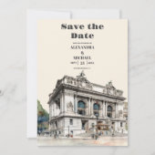 Waterverf New York Bestemming Bruiloft Save The Date (Voorkant)