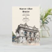 Waterverf New York Bestemming Bruiloft Save The Date (Staand voorkant)