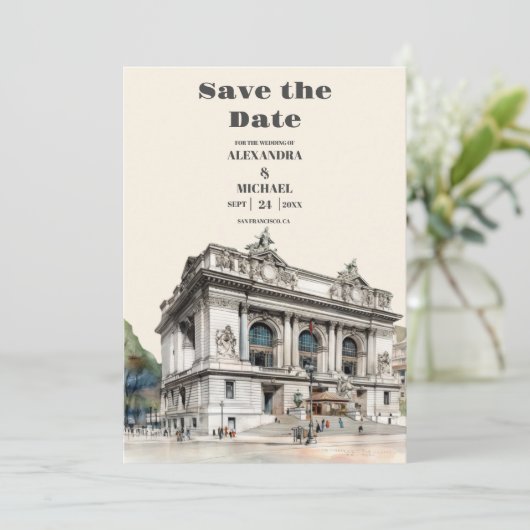 Waterverf New York Bestemming Bruiloft Save The Date (Staand voorkant)