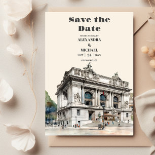 Waterverf New York Bestemming Bruiloft Save The Date