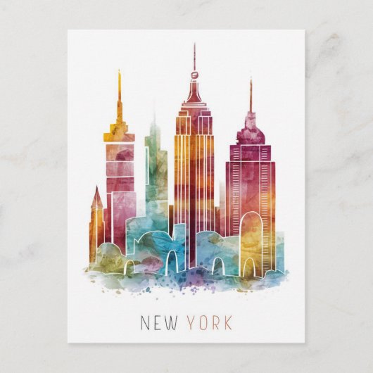 Waterverf New York Briefkaart (Voorkant)