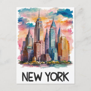 Waterverf New York Briefkaart