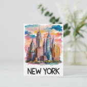 Waterverf New York Briefkaart (Staand voorkant)