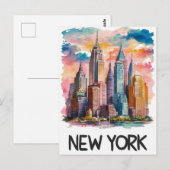 Waterverf New York Briefkaart (Voorkant / Achterkant)