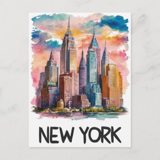Waterverf New York Briefkaart (Voorkant)