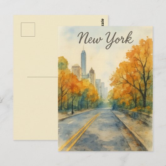 Waterverf New York Briefkaart (Voorkant / Achterkant)