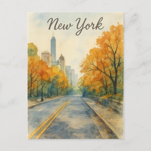 Waterverf New York Briefkaart (Voorkant)