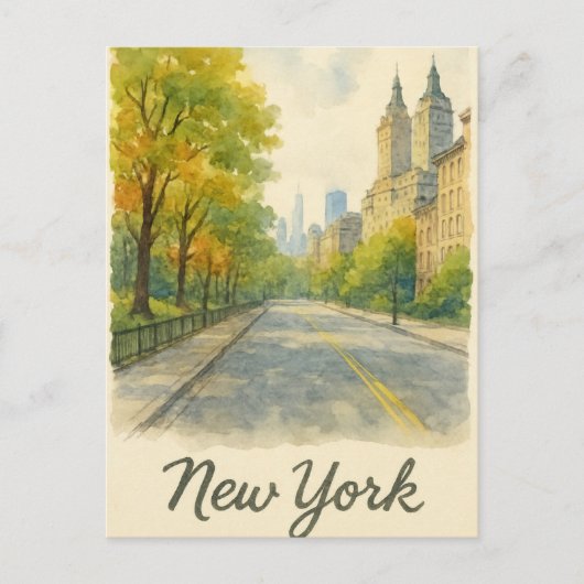Waterverf New York Briefkaart (Voorkant)
