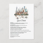 Waterverf New York bruiloft gastgegevens Informatiekaartje (Voorkant)