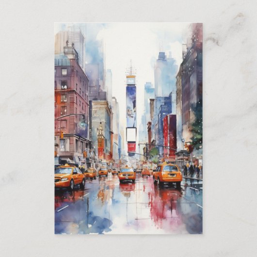 Waterverf New York bruiloft gastgegevens Informatiekaartje (Achterkant)