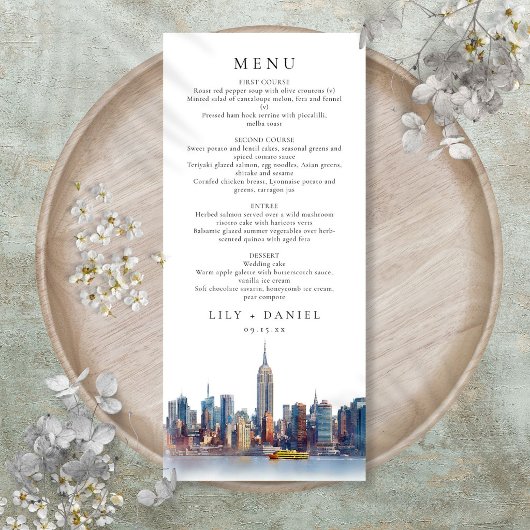 Waterverf New York City Bestemming Huwelijk Menu