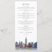 Waterverf New York City Destination bruiloft Menu (Voorkant)