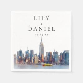 Waterverf New York City Destination bruiloft Servet