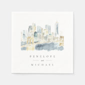 Waterverf New York City Gepersonaliseerde bruiloft Servet (Voorkant)