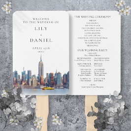 Waterverf New York City huwelijksprogramma Handwaaier