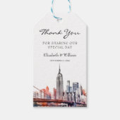 Waterverf New York City NYC gunst Dank u Cadeaulabel (Voorkant)