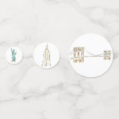 Waterverf New York City Skyline bruiloft Confetti (Achterkanten)