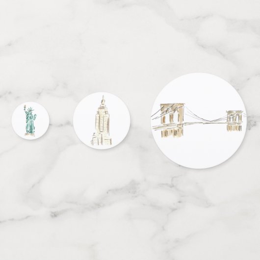 Waterverf New York City Skyline bruiloft Confetti (Achterkanten)
