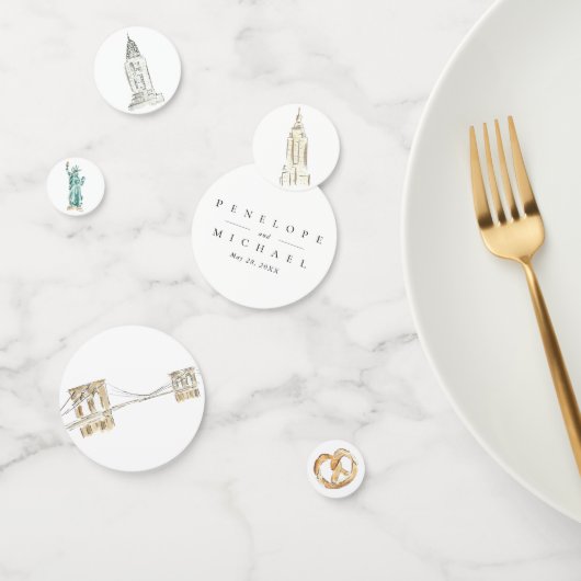 Waterverf New York City Skyline bruiloft Confetti (Groep)