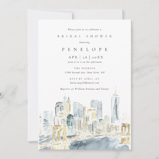 Waterverf New York City Skyline Vrijgezellenfeest Kaart (Voorkant)