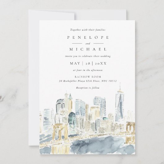 Waterverf New York City Verenigde Staten Bestemmin Kaart (Voorkant)