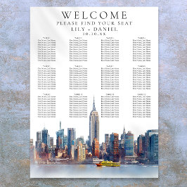 Waterverf New York City Wedding Seating Chart Poster