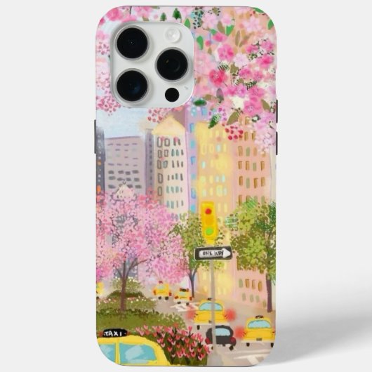 Waterverf New York Cityscape Telefoon Case (Achterkant)