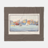  Waterverf New York de 34th Street Ferry Fleece Deken (Voorkant (Horizontaal))