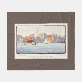 Waterverf New York de 34th Street Ferry Fleece Deken