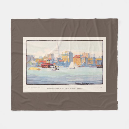  Waterverf New York de 34th Street Ferry Fleece Deken (Voorkant (Horizontaal))