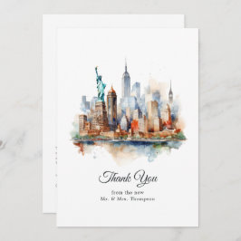 Waterverf New York USA Destination Wedding Bedankkaart