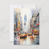 Waterverf New York USA Destination Wedding RSVP Kaartje (Achterkant)