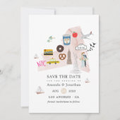 Waterverf New York USA Destination Wedding Save The Date (Voorkant)