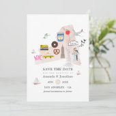 Waterverf New York USA Destination Wedding Save The Date (Staand voorkant)