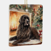 Waterverf Newfoundland - Kerstmisscène 2 Keramisch Ornament (Rechts)