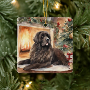 Waterverf Newfoundland - Kerstmisscène 2 Keramisch Ornament