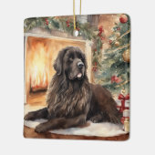 Waterverf Newfoundland - Kerstmisscène 2 Keramisch Ornament (Links)