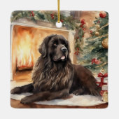 Waterverf Newfoundland - Kerstmisscène 2 Keramisch Ornament (Achterkant)