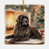 Waterverf Newfoundland - Kerstmisscène 2 Keramisch Ornament (Voorkant)