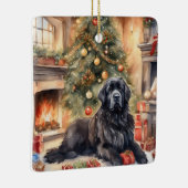 Waterverf Newfoundland - Kerstmisscène 3 Keramisch Ornament (Rechts)