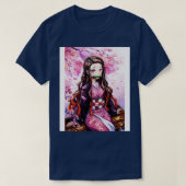 Waterverf Nezuko onder Sakura Tree Demon Slayer F T-shirt (Design voorkant)