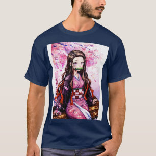 Waterverf Nezuko onder Sakura Tree Demon Slayer F T-shirt