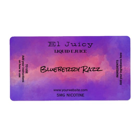 Waterverf Nicotine Vape E Juice Labels (Voorkant)