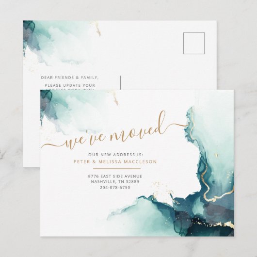 Waterverf Nieuw adres We've Moved Aankondiging (Voorkant / Achterkant)