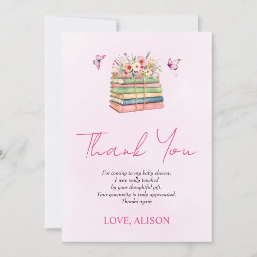 Waterverf Nieuw Chapter baby meisje douche Dank u Bedankkaart (Voorkant)