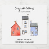 Waterverf Nieuw Home Vastgoed Gefeliciteerd Sparkling Wijnetiket (Enkel label)