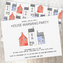 Waterverf Nieuw Huis Warming Party Kaart